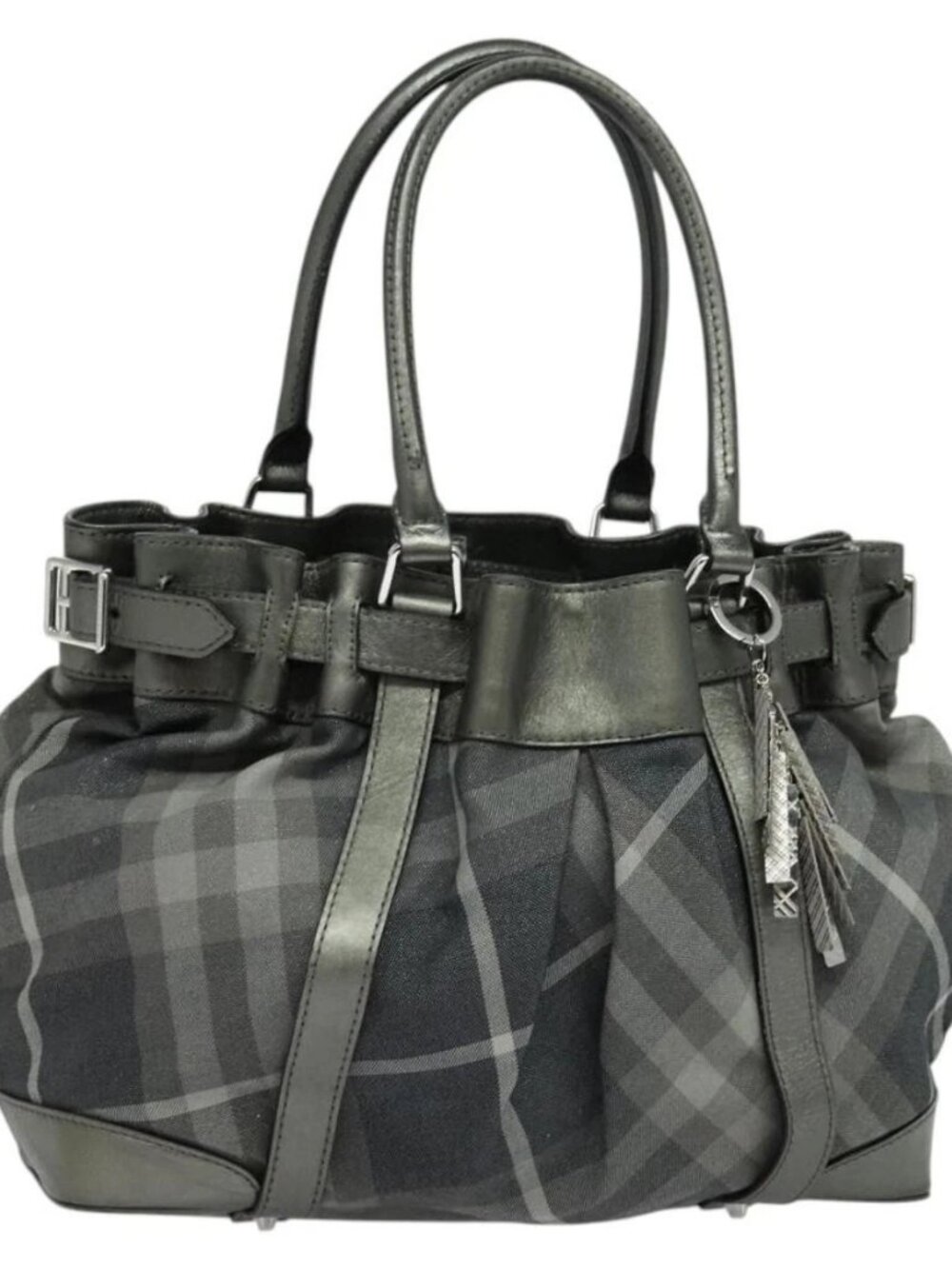 BURBERRY Tote Bag Canvas Black Silver Auth am8188 - Picture 2 of 16